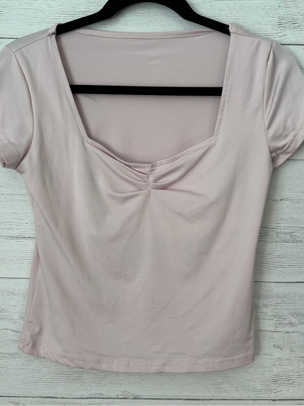 Light Pink Square Neck Short Sleeve Top Size S